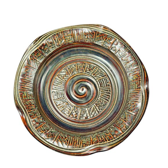 Brie Bowl Shallow Dish by Robert Fishman Studio Art Pottery Ruffle Edge Signed - Picture 2 of 8